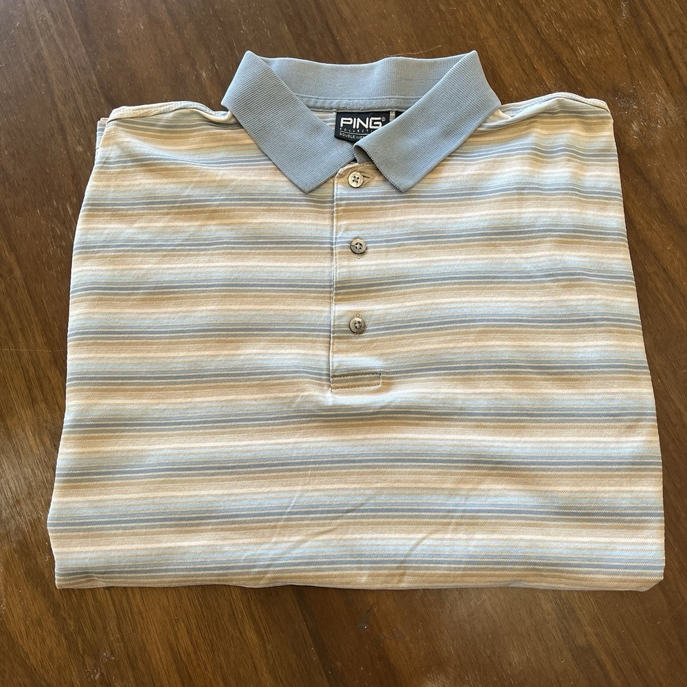 Ping L Golf Shirt Double Mercerized Cotton Pinetop Country Club Striped Polo